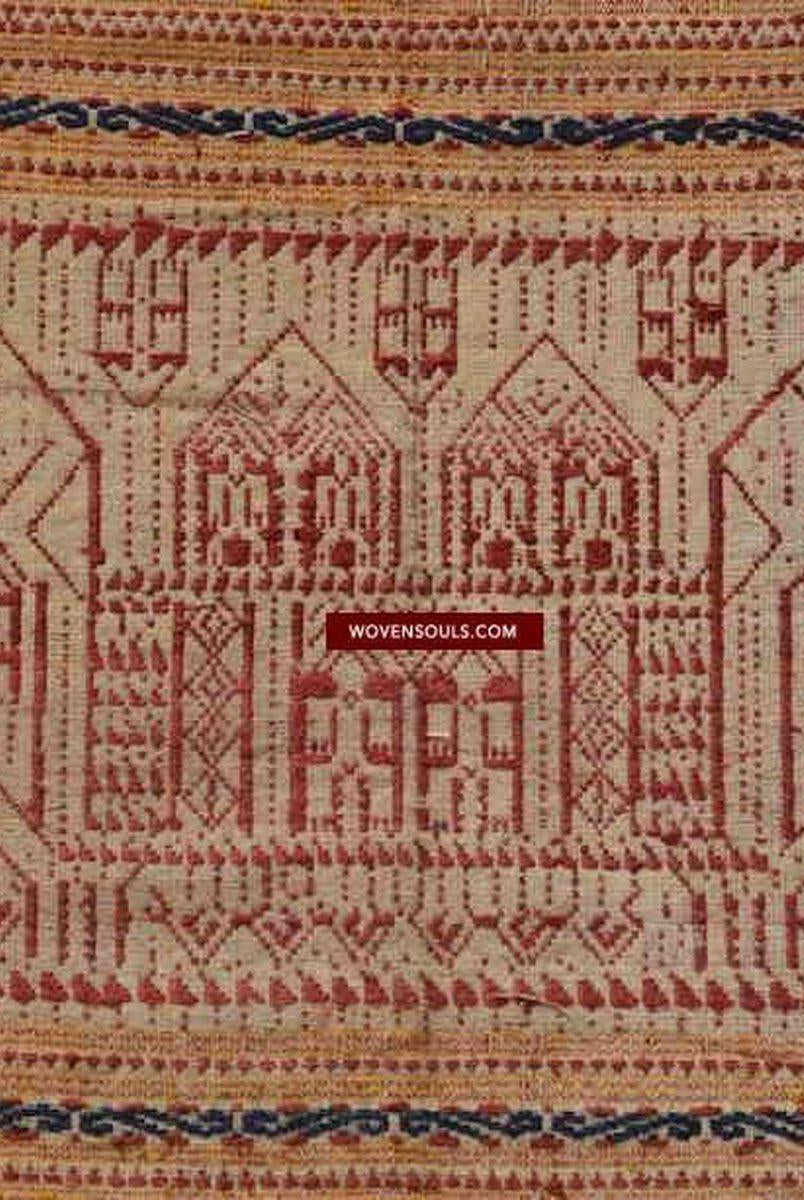792 Antique Sumatran Tampan Ship Cloth with Silk Weaving-WOVENSOULS-Antique-Vintage-Textiles-Art-Decor