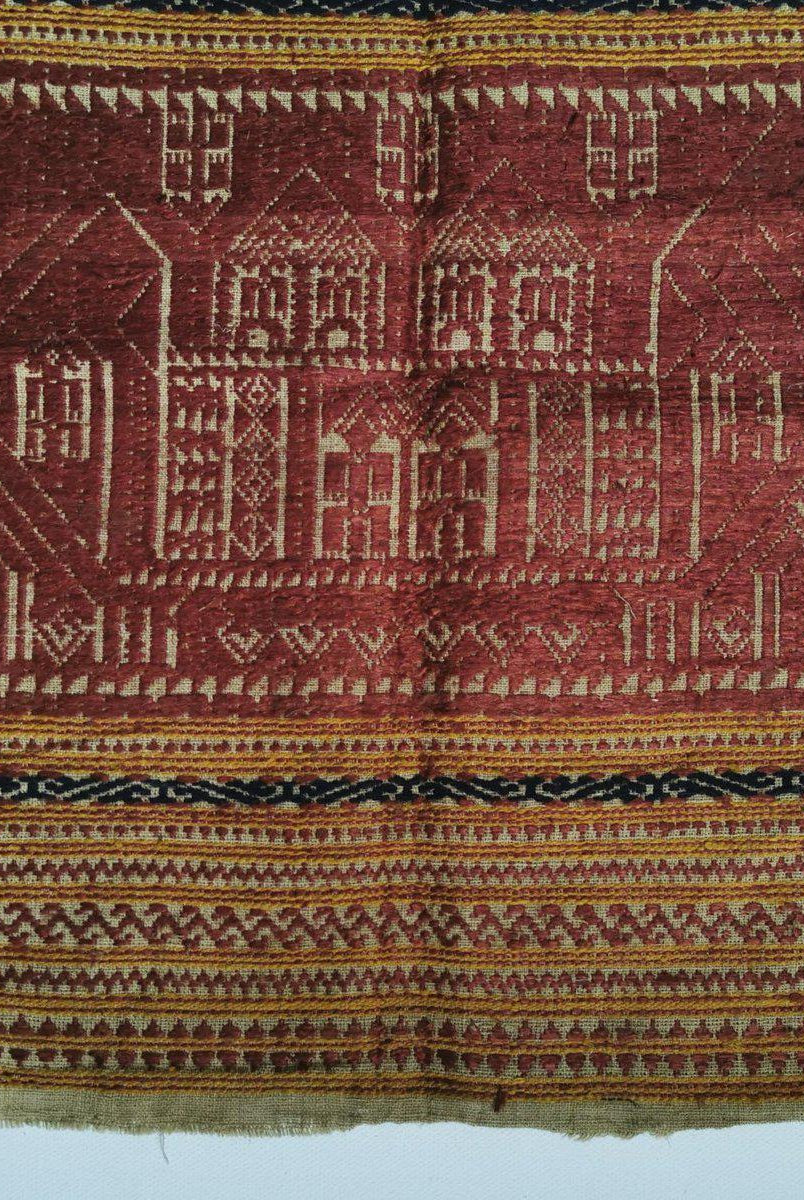 792 Antique Sumatran Tampan Ship Cloth with Silk Weaving-WOVENSOULS-Antique-Vintage-Textiles-Art-Decor
