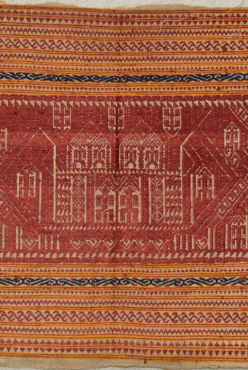 792 Antique Sumatran Tampan Ship Cloth with Silk Weaving-WOVENSOULS-Antique-Vintage-Textiles-Art-Decor