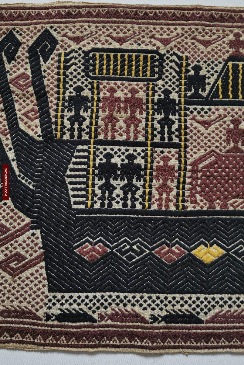 797 Old Sumatra Weaving - Tatibin - Large Ship Cloth Tampan Textile-WOVENSOULS-Antique-Vintage-Textiles-Art-Decor