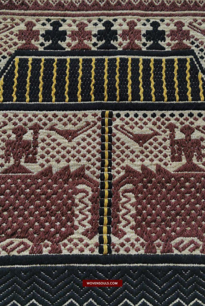 797 Old Sumatra Weaving - Tatibin - Large Ship Cloth Tampan Textile-WOVENSOULS-Antique-Vintage-Textiles-Art-Decor