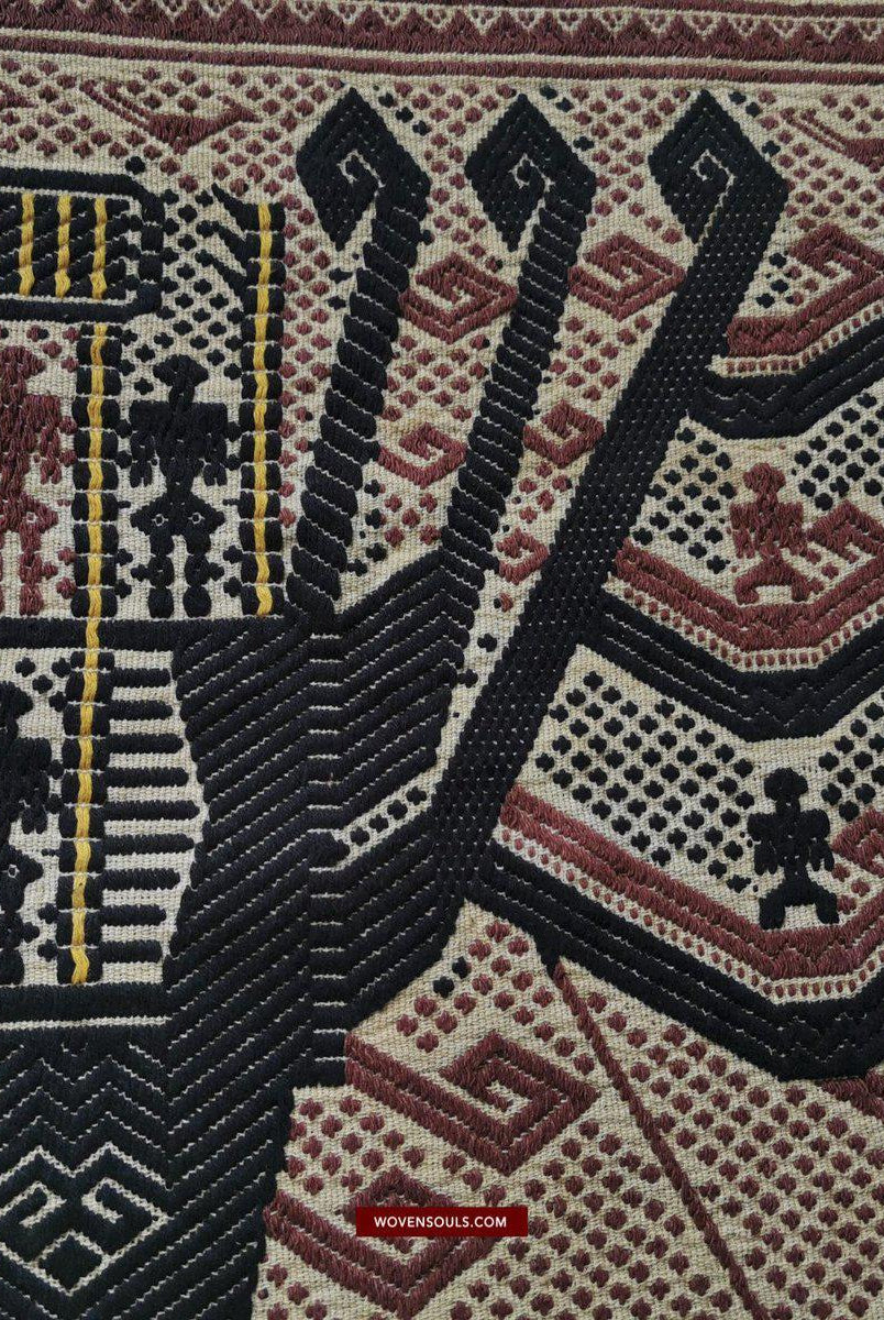 797 Old Sumatra Weaving - Tatibin - Large Ship Cloth Tampan Textile-WOVENSOULS-Antique-Vintage-Textiles-Art-Decor