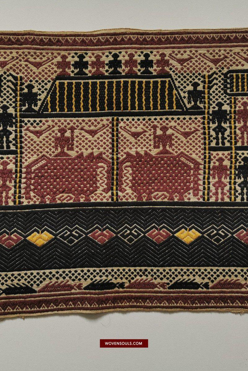 797 Old Sumatra Weaving - Tatibin - Large Ship Cloth Tampan Textile-WOVENSOULS-Antique-Vintage-Textiles-Art-Decor