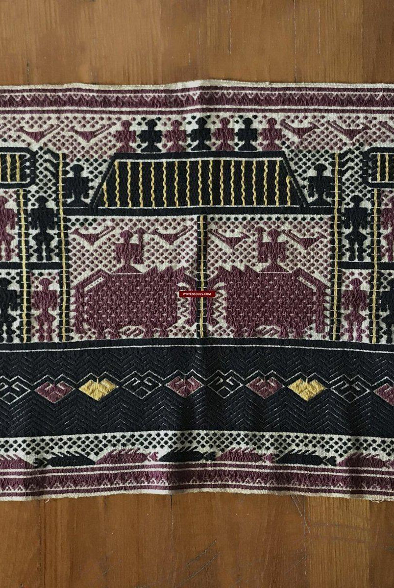 797 Old Sumatra Weaving - Tatibin - Large Ship Cloth Tampan Textile-WOVENSOULS-Antique-Vintage-Textiles-Art-Decor