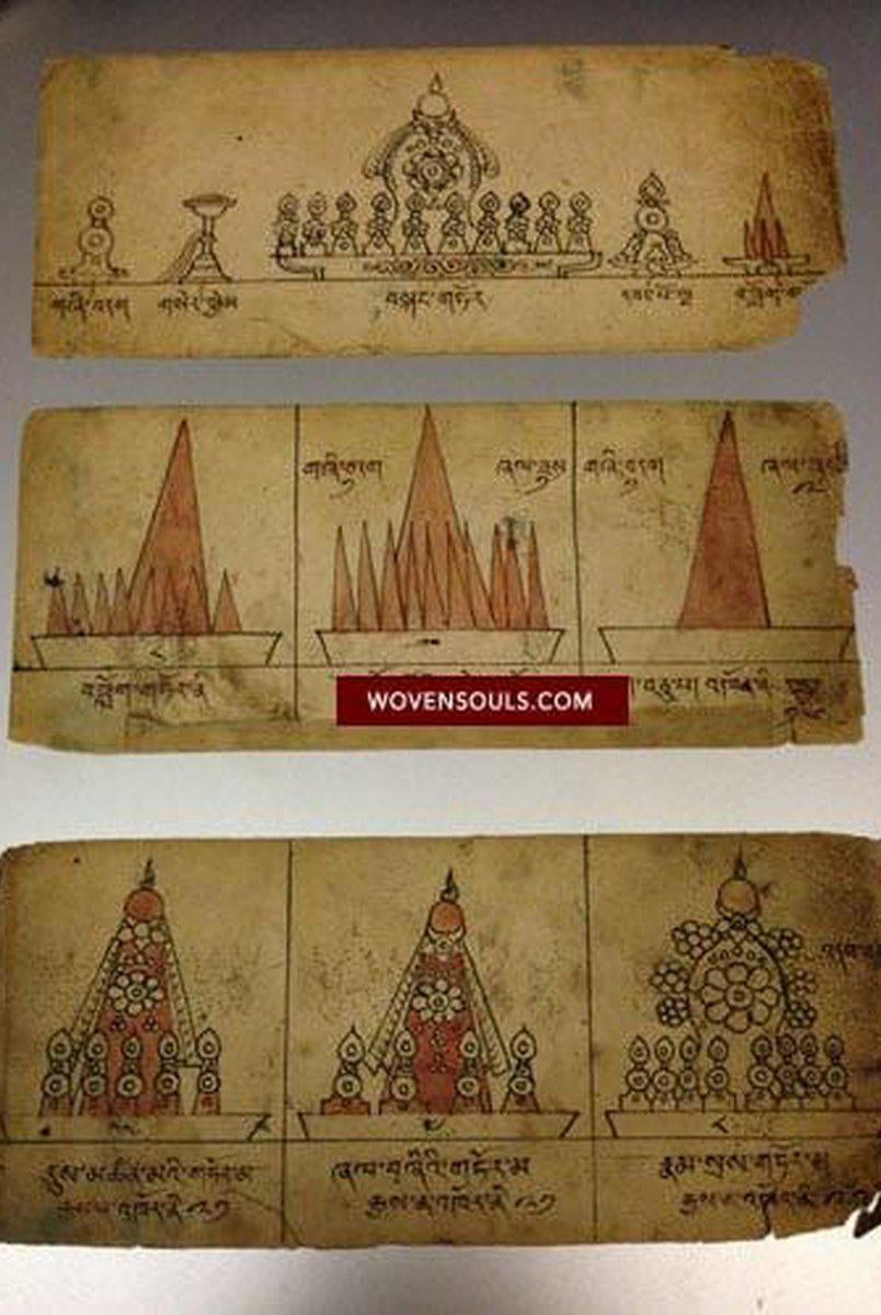 799 Complete Antique Tibetan Buddhist Manuscript - on the Devotional Art of Wax Butter Sculptures-WOVENSOULS-Antique-Vintage-Textiles-Art-Decor