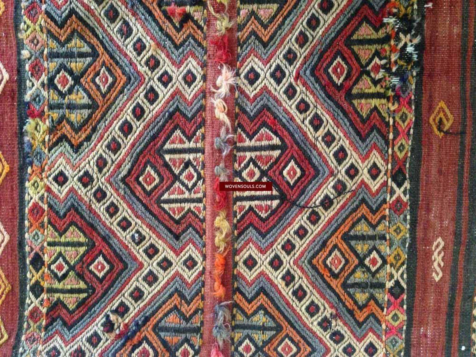 805 Set of 3 Vintage Anatolian Nomadic (Yoruk) Cicim Tent Doors-WOVENSOULS-Antique-Vintage-Textiles-Art-Decor