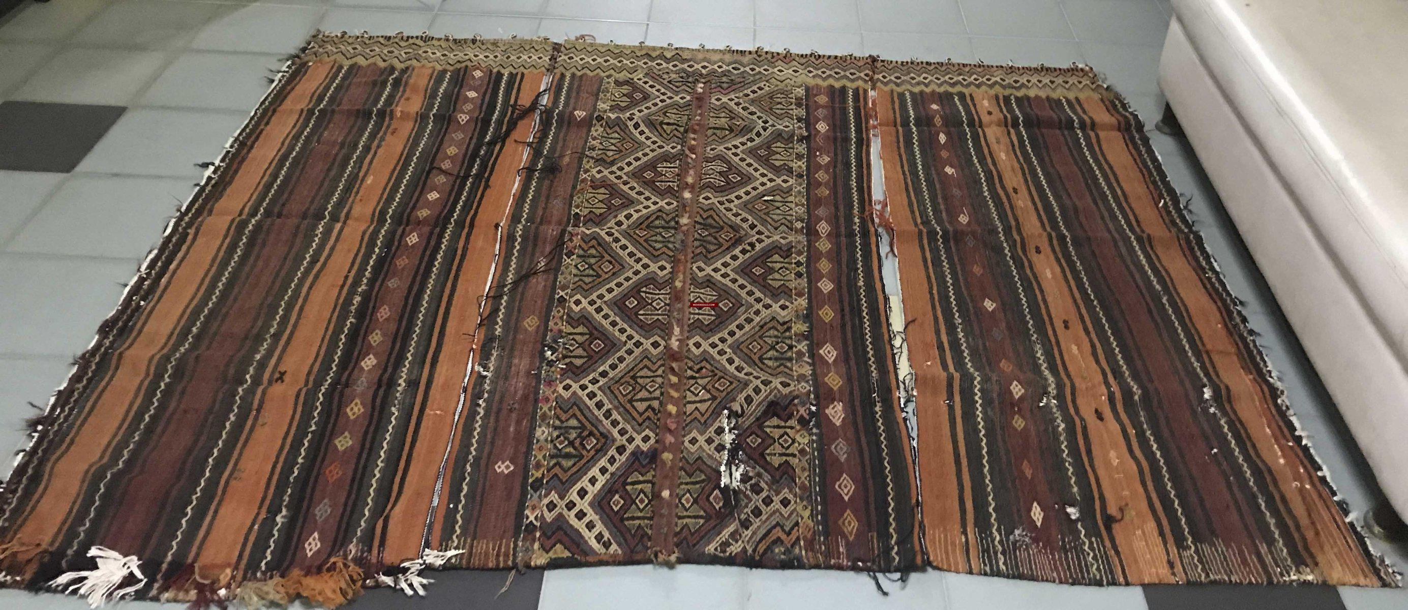 805 Set of 3 Vintage Anatolian Nomadic (Yoruk) Cicim Tent Doors-WOVENSOULS-Antique-Vintage-Textiles-Art-Decor