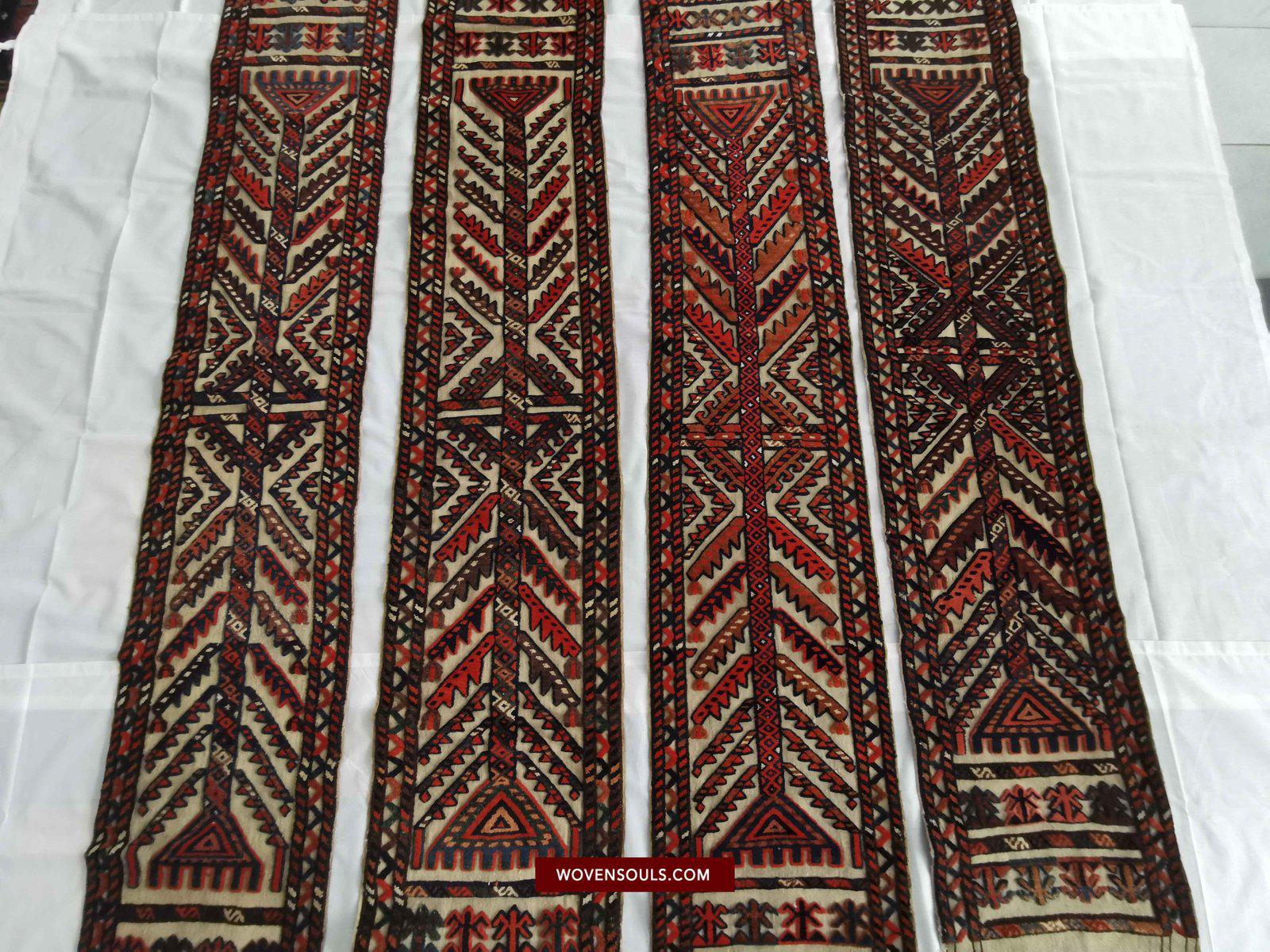 806 SOLD Complete Vintage Turkmen Yolami Tend Band with Pile Weaving-WOVENSOULS-Antique-Vintage-Textiles-Art-Decor
