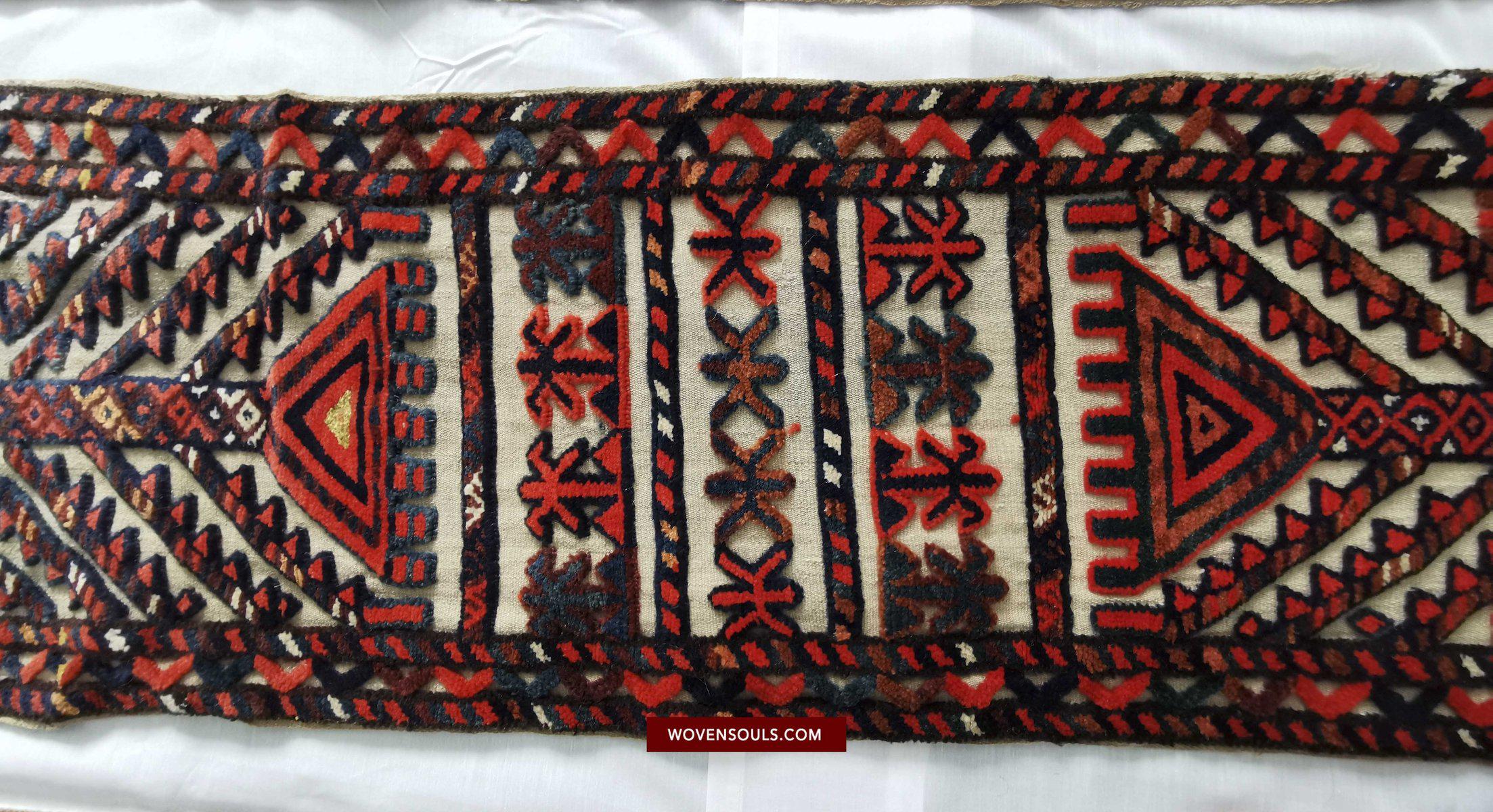 806 SOLD Complete Vintage Turkmen Yolami Tend Band with Pile Weaving-WOVENSOULS-Antique-Vintage-Textiles-Art-Decor