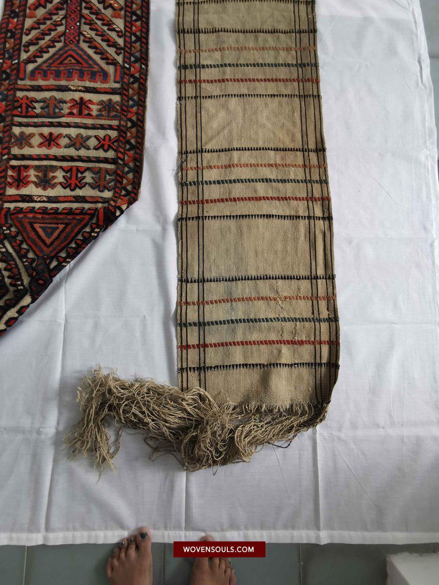806 SOLD Complete Vintage Turkmen Yolami Tend Band with Pile Weaving-WOVENSOULS-Antique-Vintage-Textiles-Art-Decor