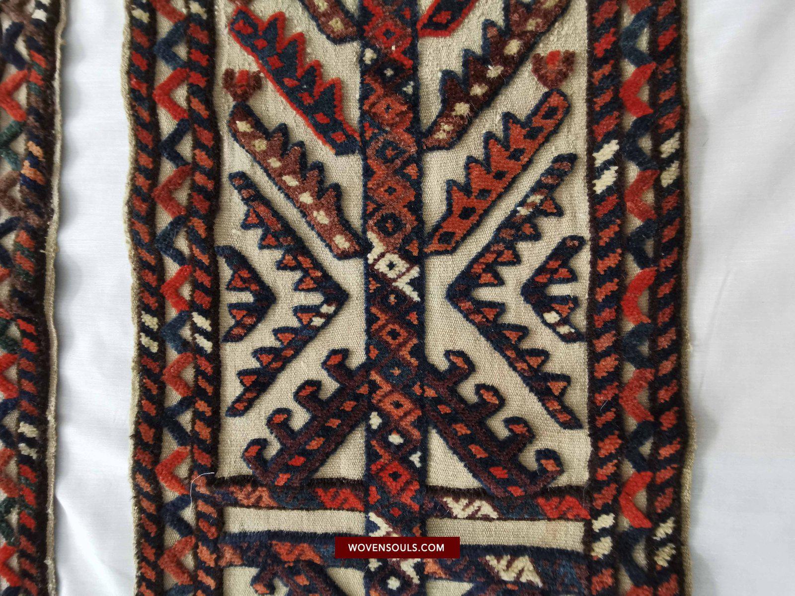 806 SOLD Complete Vintage Turkmen Yolami Tend Band with Pile Weaving-WOVENSOULS-Antique-Vintage-Textiles-Art-Decor