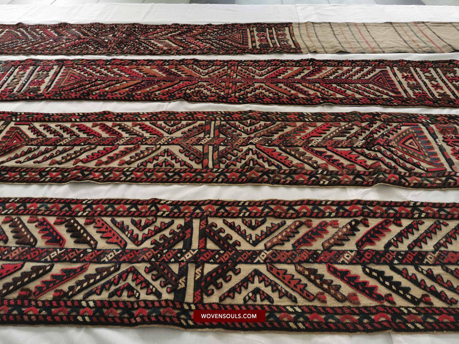 806 SOLD Complete Vintage Turkmen Yolami Tend Band with Pile Weaving-WOVENSOULS-Antique-Vintage-Textiles-Art-Decor