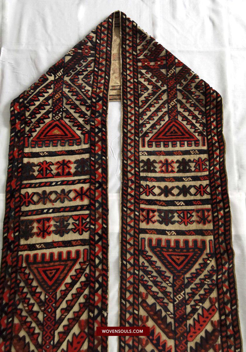 806 SOLD Complete Vintage Turkmen Yolami Tend Band with Pile Weaving-WOVENSOULS-Antique-Vintage-Textiles-Art-Decor