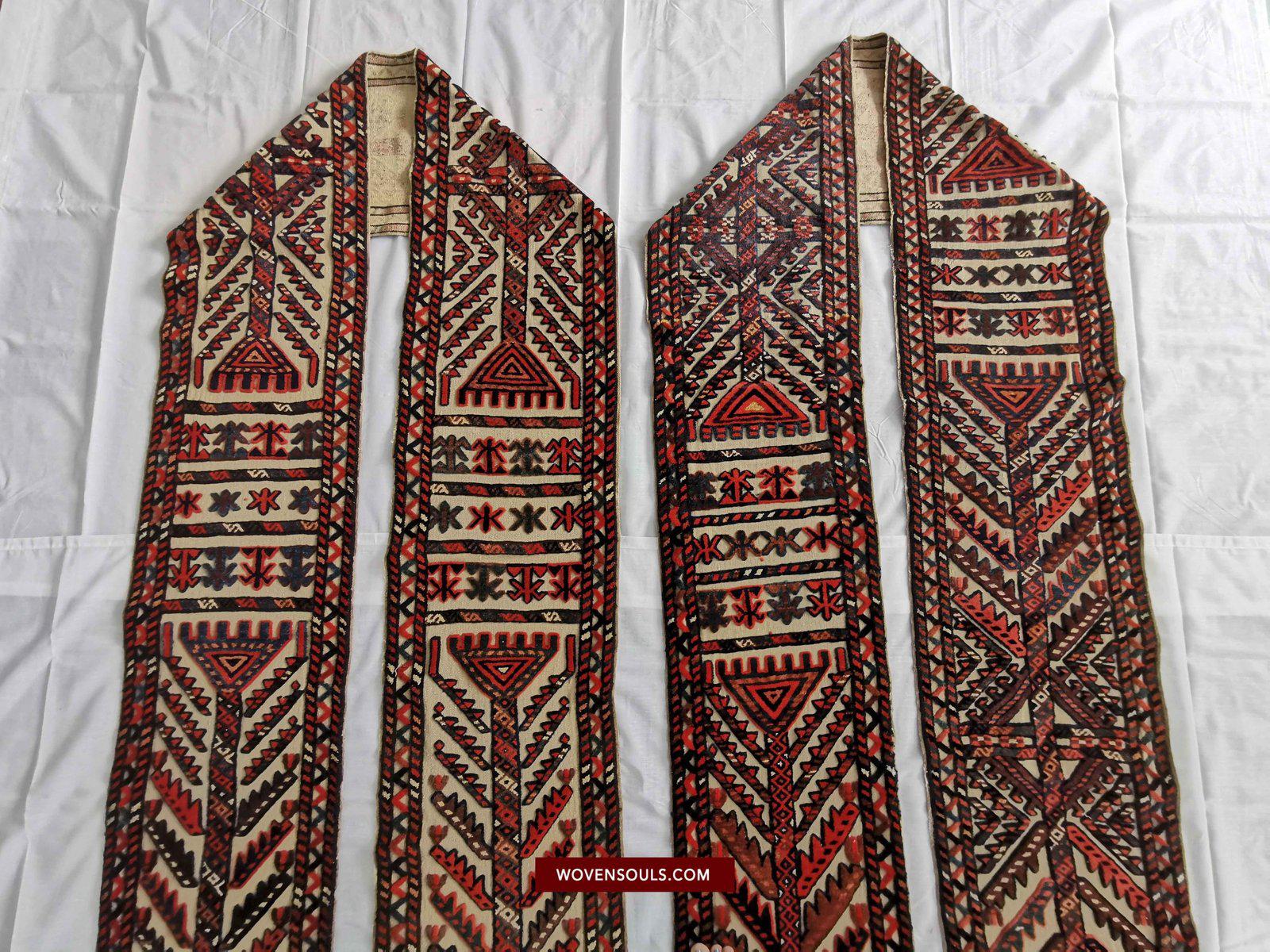 806 SOLD Complete Vintage Turkmen Yolami Tend Band with Pile Weaving-WOVENSOULS-Antique-Vintage-Textiles-Art-Decor