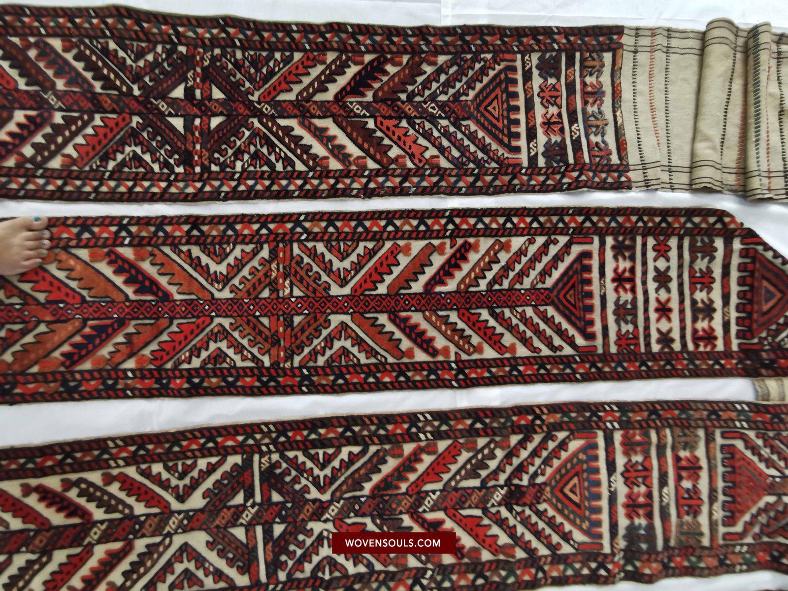 806 SOLD Complete Vintage Turkmen Yolami Tend Band with Pile Weaving-WOVENSOULS-Antique-Vintage-Textiles-Art-Decor