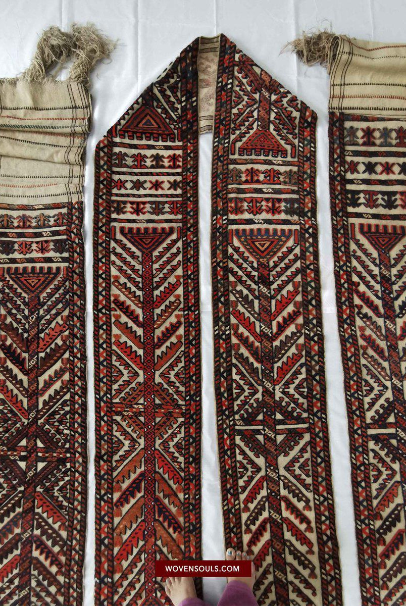 806 SOLD Complete Vintage Turkmen Yolami Tend Band with Pile Weaving-WOVENSOULS-Antique-Vintage-Textiles-Art-Decor