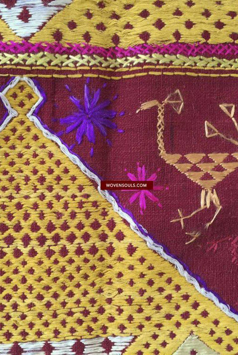 808 Antique Darshan Dwar Phulkari Bagh Textile - Wedding Scene-WOVENSOULS-Antique-Vintage-Textiles-Art-Decor