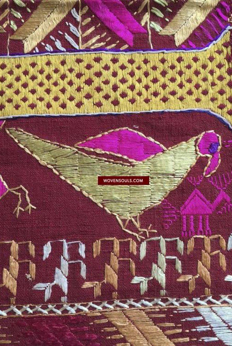 808 Antique Darshan Dwar Phulkari Bagh Textile - Wedding Scene-WOVENSOULS-Antique-Vintage-Textiles-Art-Decor