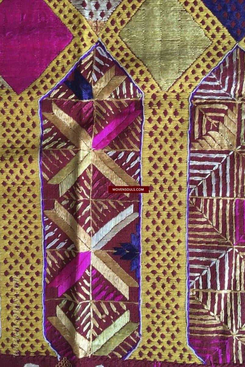 808 Antique Darshan Dwar Phulkari Bagh Textile - Wedding Scene-WOVENSOULS-Antique-Vintage-Textiles-Art-Decor