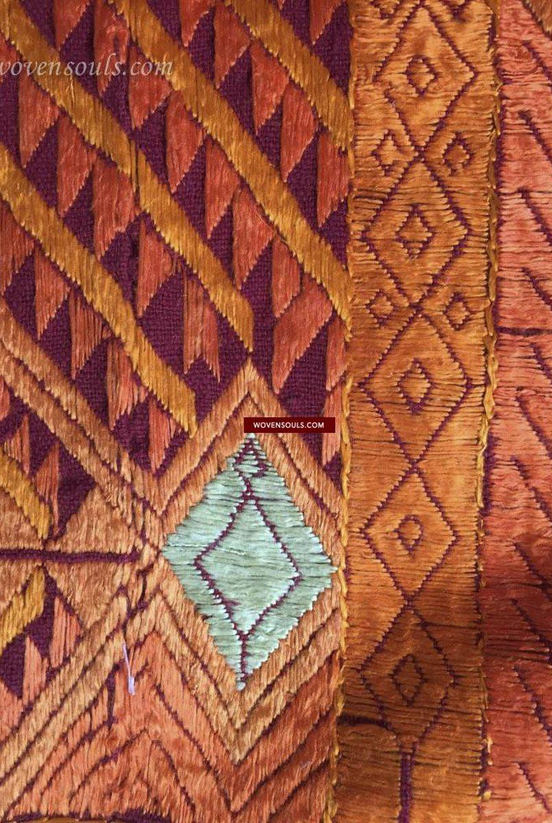 821 VERKAUFT Bagh Phulkari Darstellung der Flüsse von Punjab-WOVENSOULS-Antike-Vintage-Textilien-Kunst-Dekor