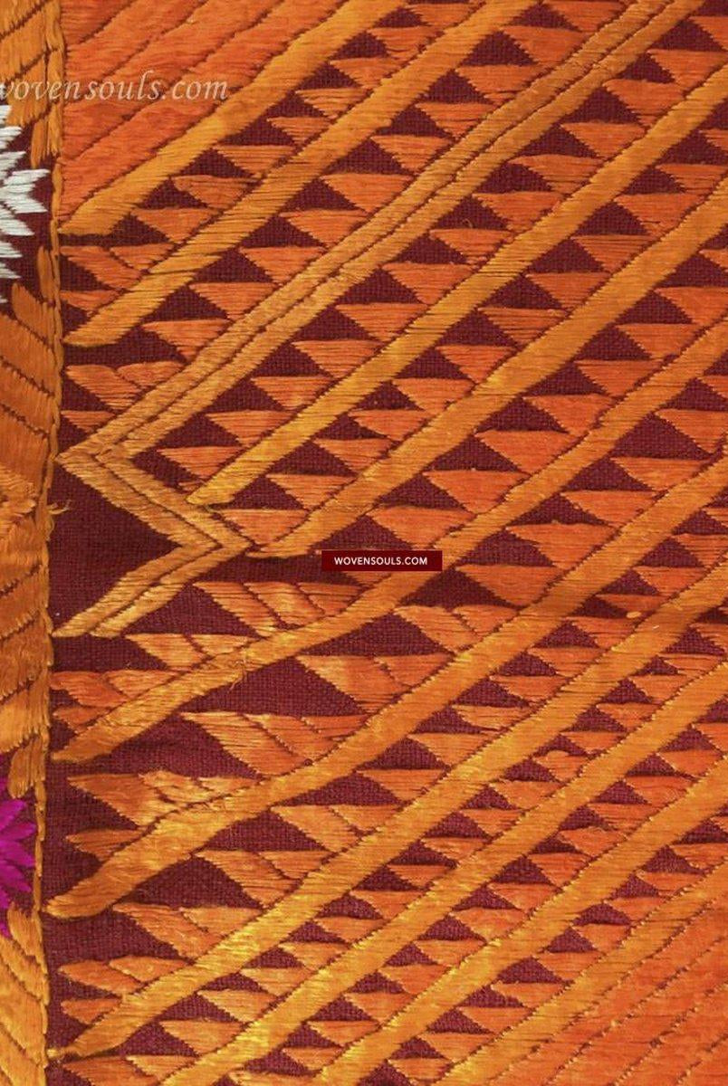 821 VERKAUFT Bagh Phulkari Darstellung der Flüsse von Punjab-WOVENSOULS-Antike-Vintage-Textilien-Kunst-Dekor