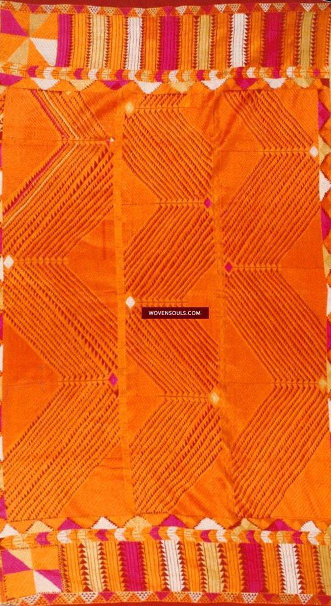 821 SOLD Bagh Phulkari depicting the Rivers of Punjab-WOVENSOULS-Antique-Vintage-Textiles-Art-Decor