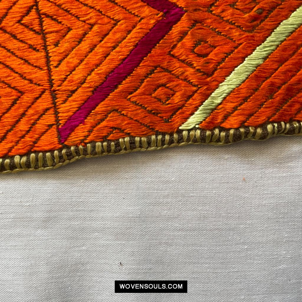 822 Phulkari Bagh - Unusual Pattern 'W' or 'M'-WOVENSOULS Antique Textiles & Art Gallery