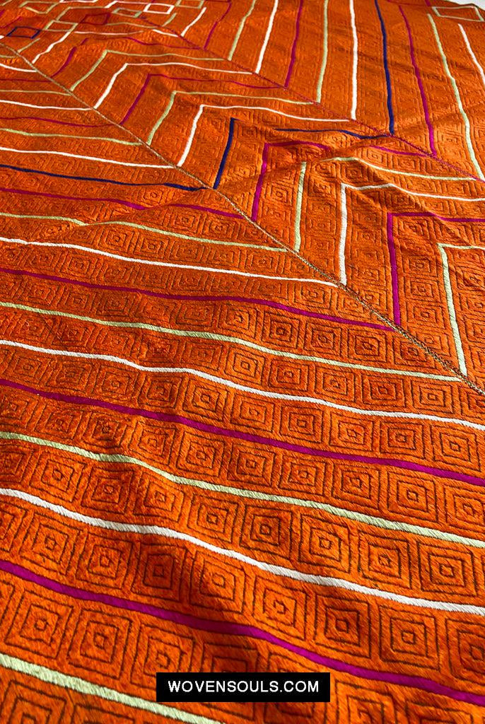 822 Phulkari Bagh - Unusual Pattern 'W' or 'M'-WOVENSOULS Antique Textiles & Art Gallery