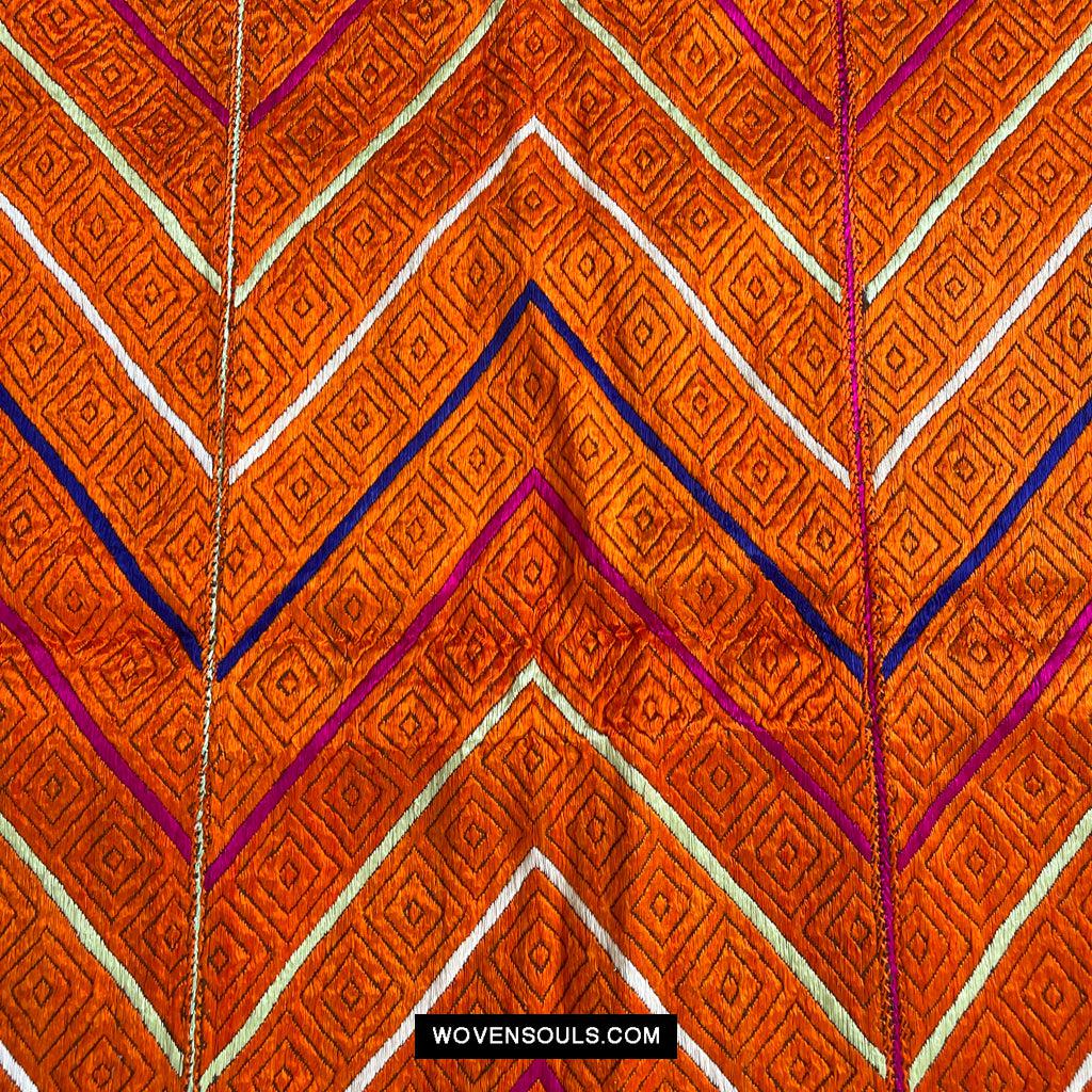 822 Phulkari Bagh - Unusual Pattern 'W' or 'M'-WOVENSOULS Antique Textiles & Art Gallery