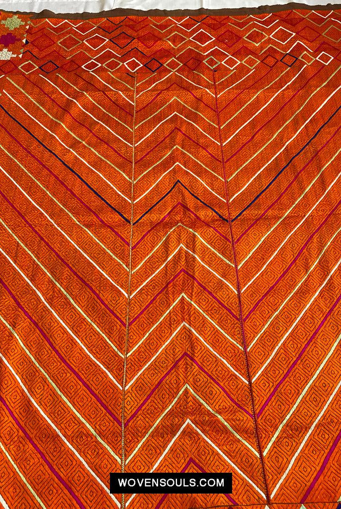 822 Phulkari Bagh - Unusual Pattern 'W' or 'M'-WOVENSOULS Antique Textiles & Art Gallery