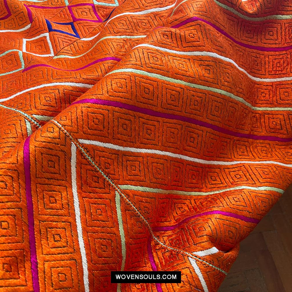 822 Phulkari Bagh - Unusual Pattern 'W' or 'M'-WOVENSOULS Antique Textiles & Art Gallery