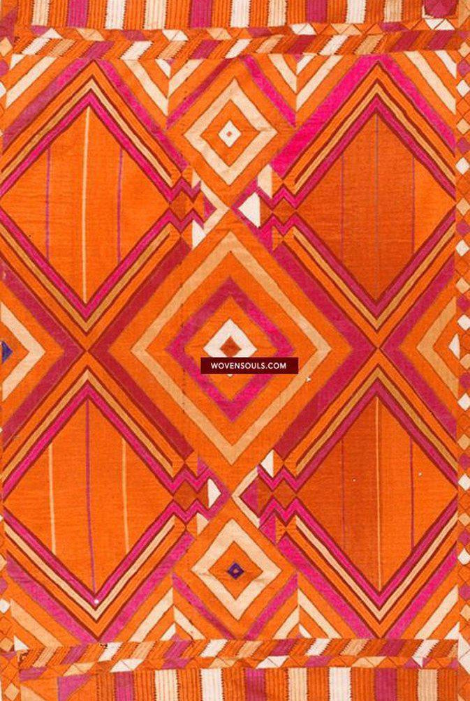 823 SOLD Phulkari Bagh with rare Char Bagh Pattern-WOVENSOULS-Antique-Vintage-Textiles-Art-Decor