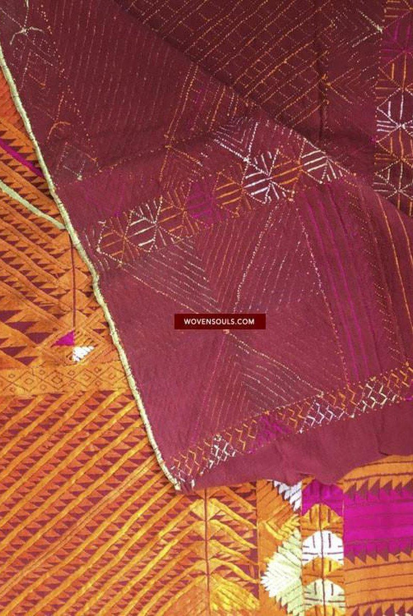 824 VERKAUFT Phulkari Bagh-Stickerei-Hochzeitstextil mit Mirchi-Motiv-WOVENSOULS-Antike-Vintage-Textilien-Kunst-Dekor