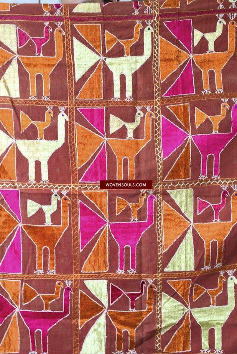827 VERKAUFT Selten Phulkari mit Mor Peacock-Motiv-WOVENSOULS-Antike-Vintage-Textilien-Kunst-Dekor