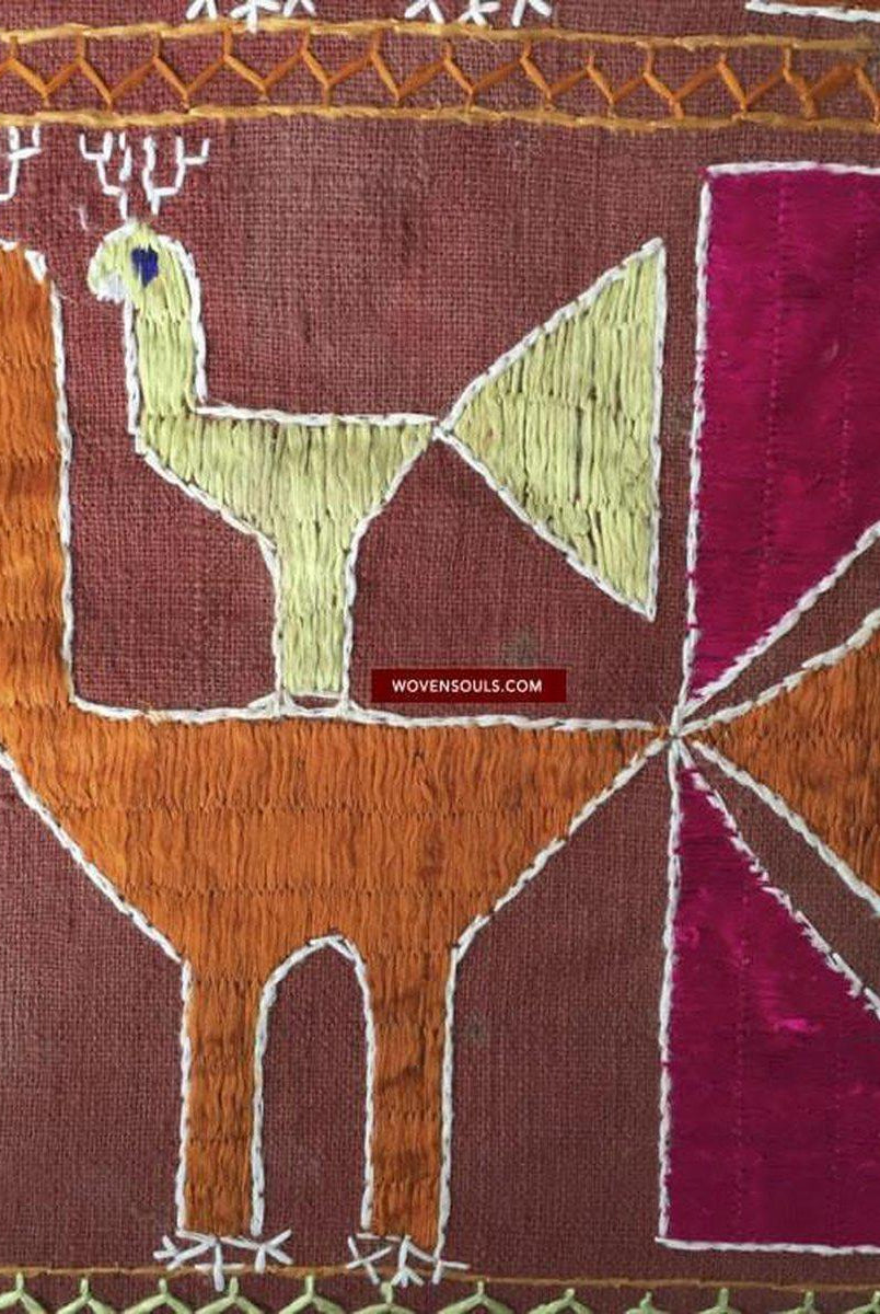 827 VERKAUFT Selten Phulkari mit Mor Peacock-Motiv-WOVENSOULS-Antike-Vintage-Textilien-Kunst-Dekor