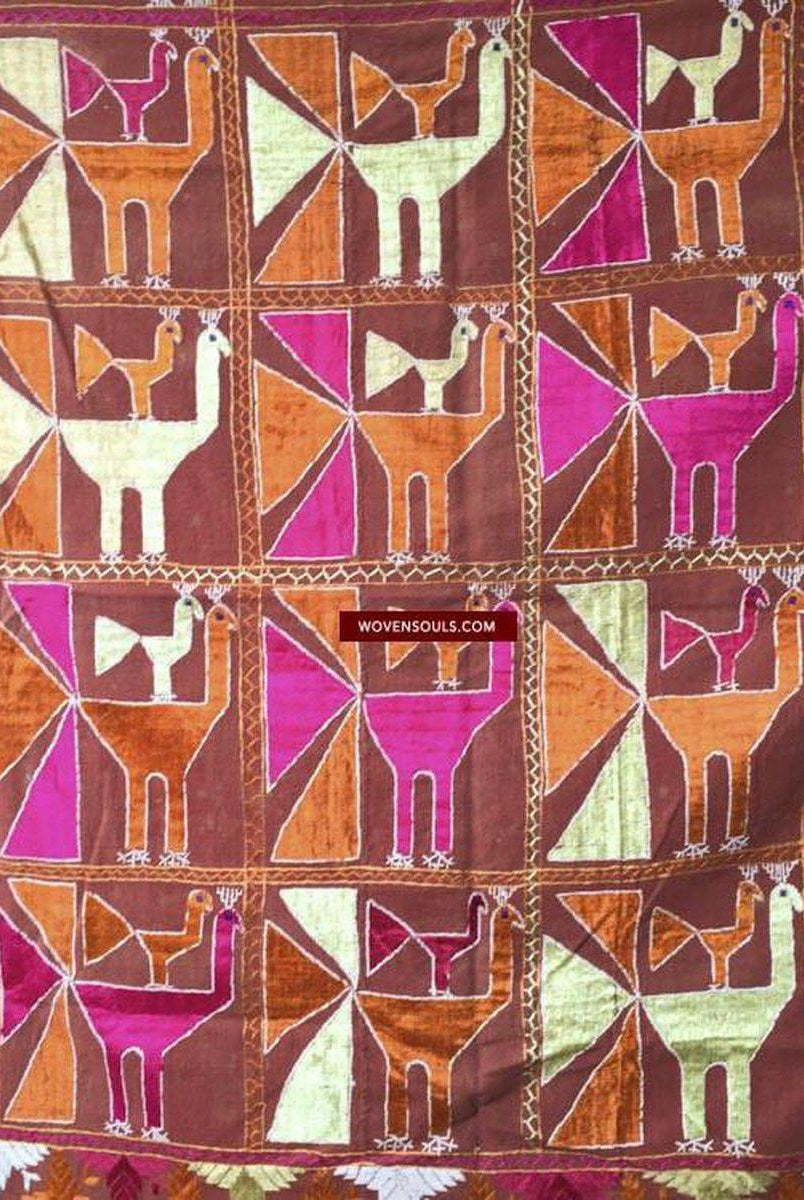 827 VERKAUFT Selten Phulkari mit Mor Peacock-Motiv-WOVENSOULS-Antike-Vintage-Textilien-Kunst-Dekor