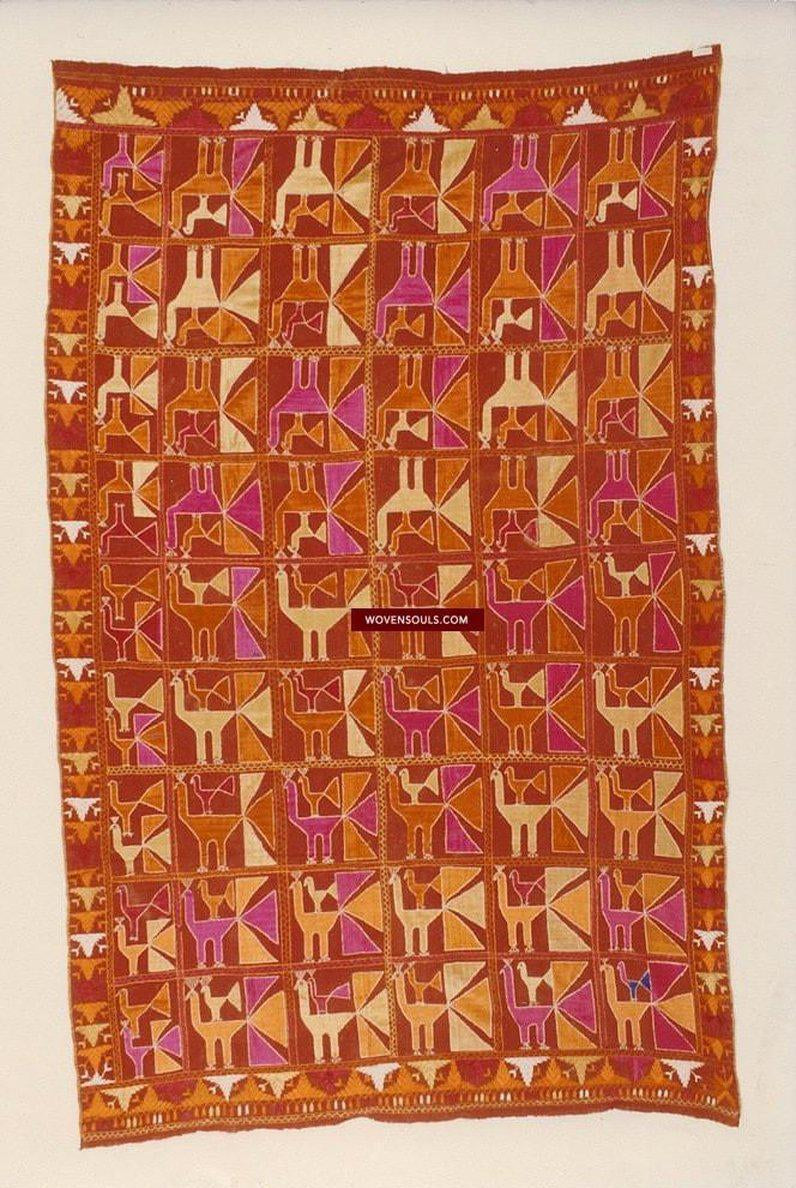 827 VERKAUFT Selten Phulkari mit Mor Peacock-Motiv-WOVENSOULS-Antike-Vintage-Textilien-Kunst-Dekor