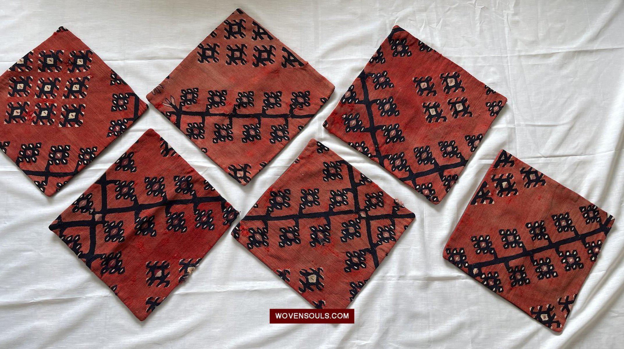831 Set of 6 Upclycled Sarkoy Kilim Fragment Cushions-WOVENSOULS-Antique-Vintage-Textiles-Art-Decor