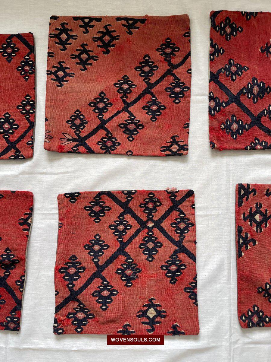 831 Set of 6 Upclycled Sarkoy Kilim Fragment Cushions-WOVENSOULS-Antique-Vintage-Textiles-Art-Decor