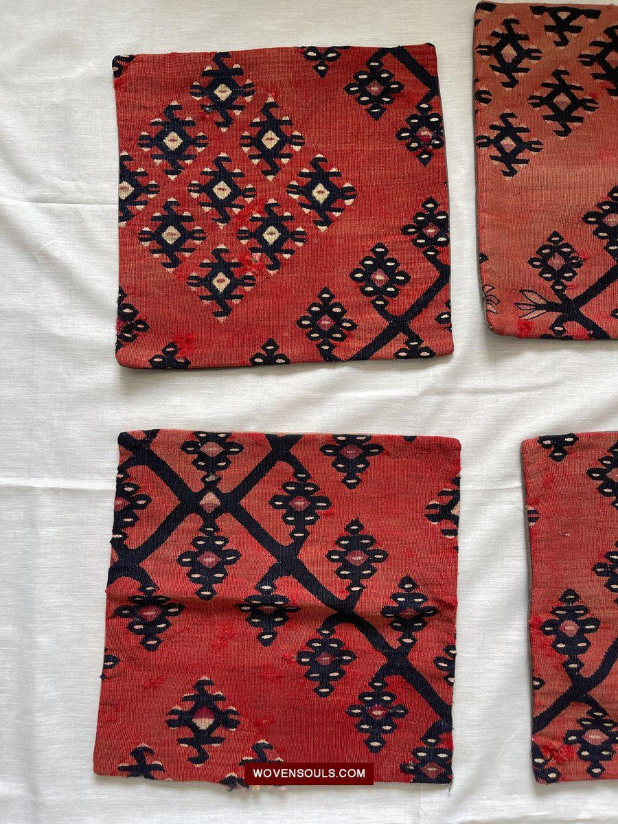 831 Set of 6 Upclycled Sarkoy Kilim Fragment Cushions-WOVENSOULS-Antique-Vintage-Textiles-Art-Decor