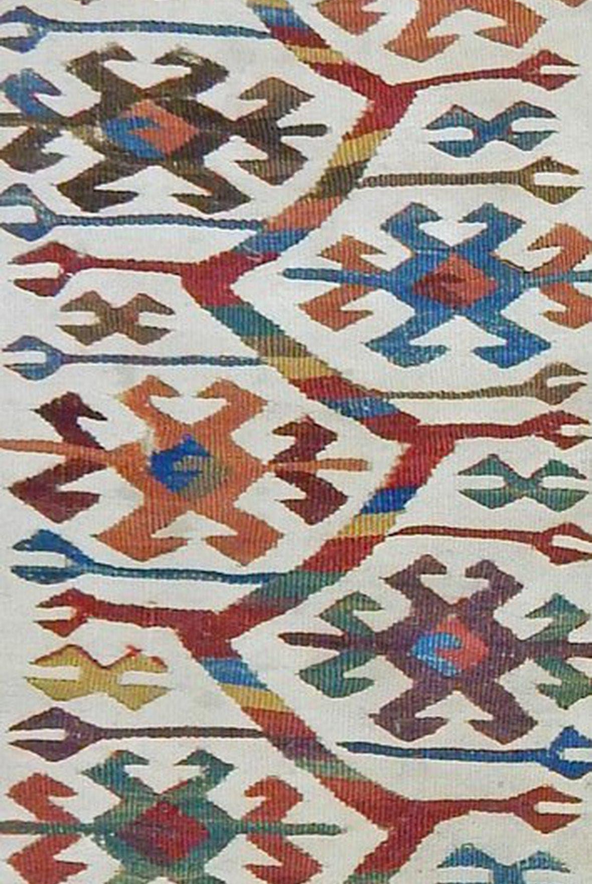 832 Pair of Antique Anatolian Kilim Mounted Fragments - Gorgeous White Borders - Gallery-2-WOVENSOULS-Antique-Vintage-Textiles-Art-Decor