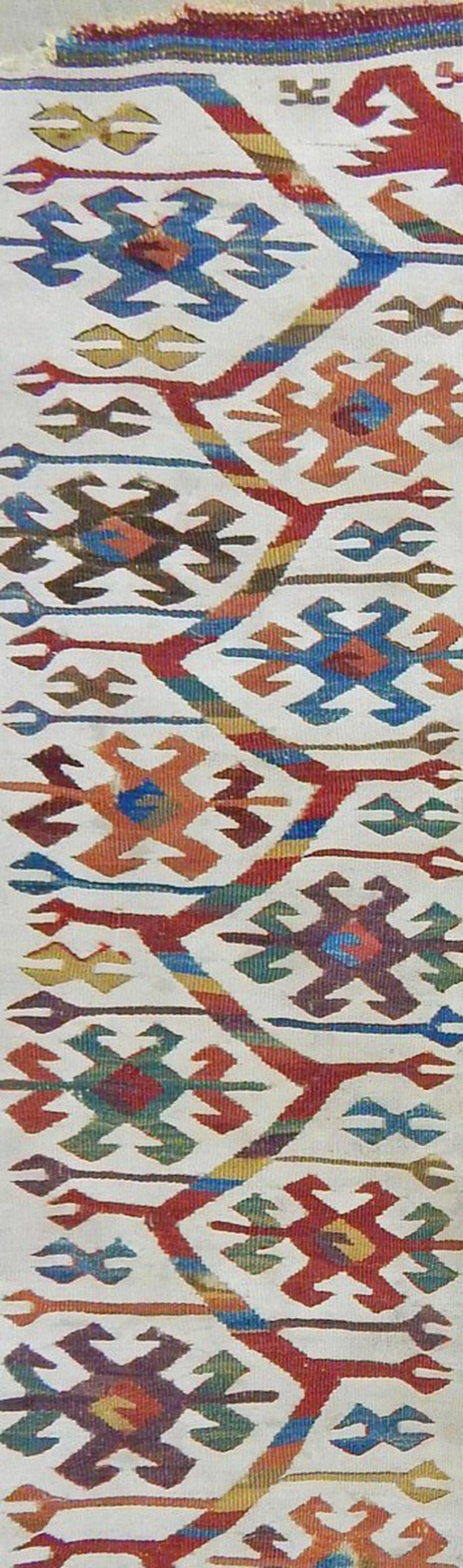 832 Pair of Antique Anatolian Kilim Mounted Fragments - Gorgeous White Borders - Gallery-2-WOVENSOULS-Antique-Vintage-Textiles-Art-Decor