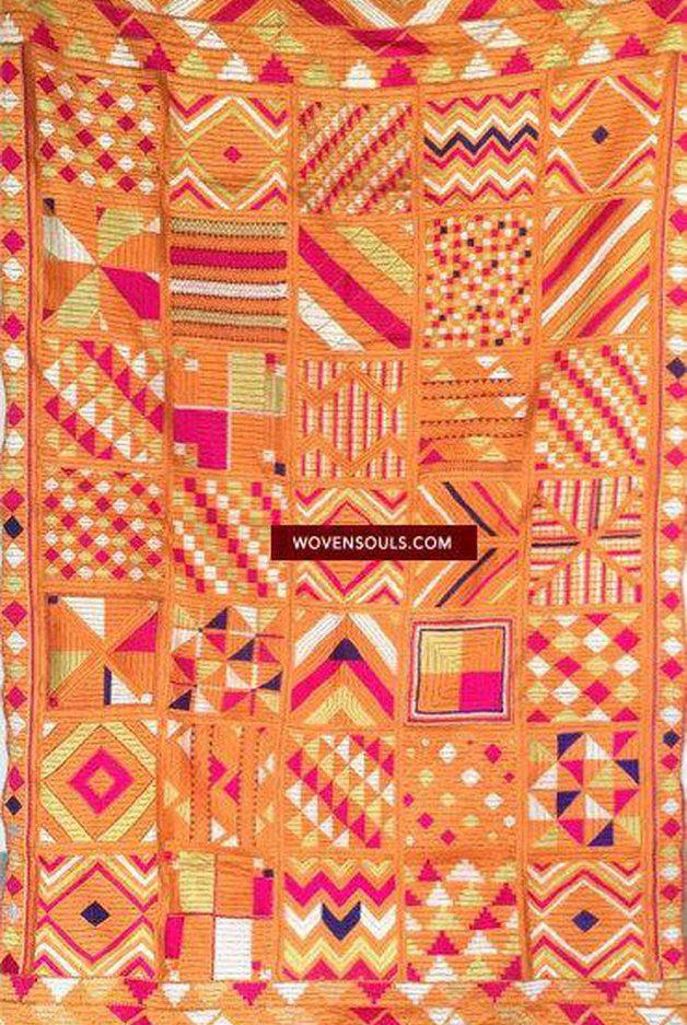 835 Rare Bawan Bagh Phulkari Textile-WOVENSOULS-Antique-Vintage-Textiles-Art-Decor