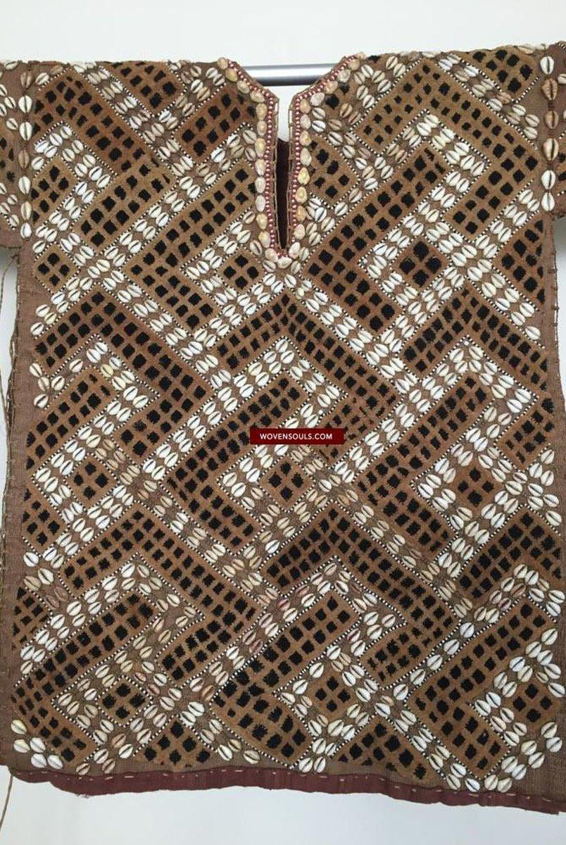 842 Rare Antique Kuba Ceremonial Raffia Jacket with Cowrie Shells-WOVENSOULS-Antique-Vintage-Textiles-Art-Decor