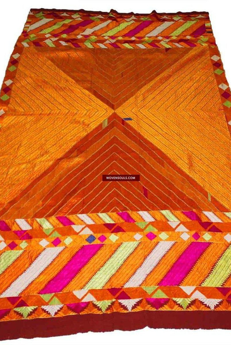 843 VERKAUFT Golden Vari da Bagh Phulkari Textil-WOVENSOULS-Antike-Vintage-Textilien-Kunst-Dekor