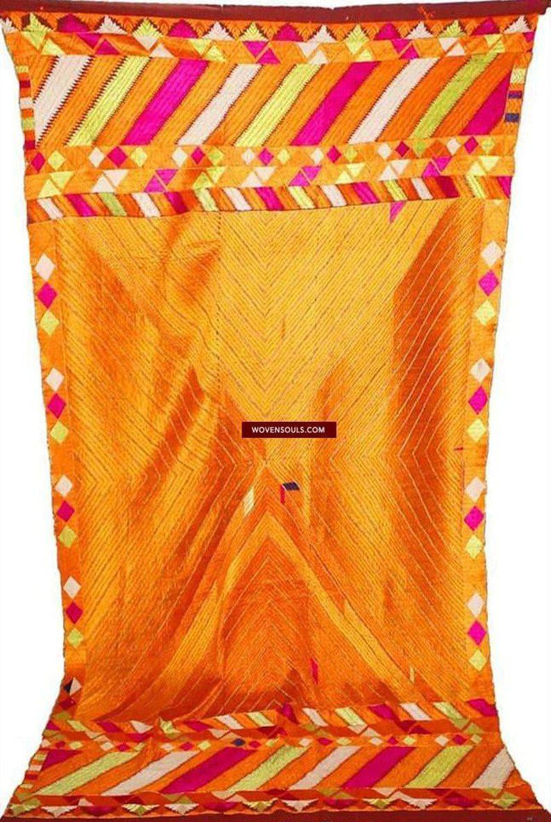 843 VERKAUFT Golden Vari da Bagh Phulkari Textil-WOVENSOULS-Antike-Vintage-Textilien-Kunst-Dekor