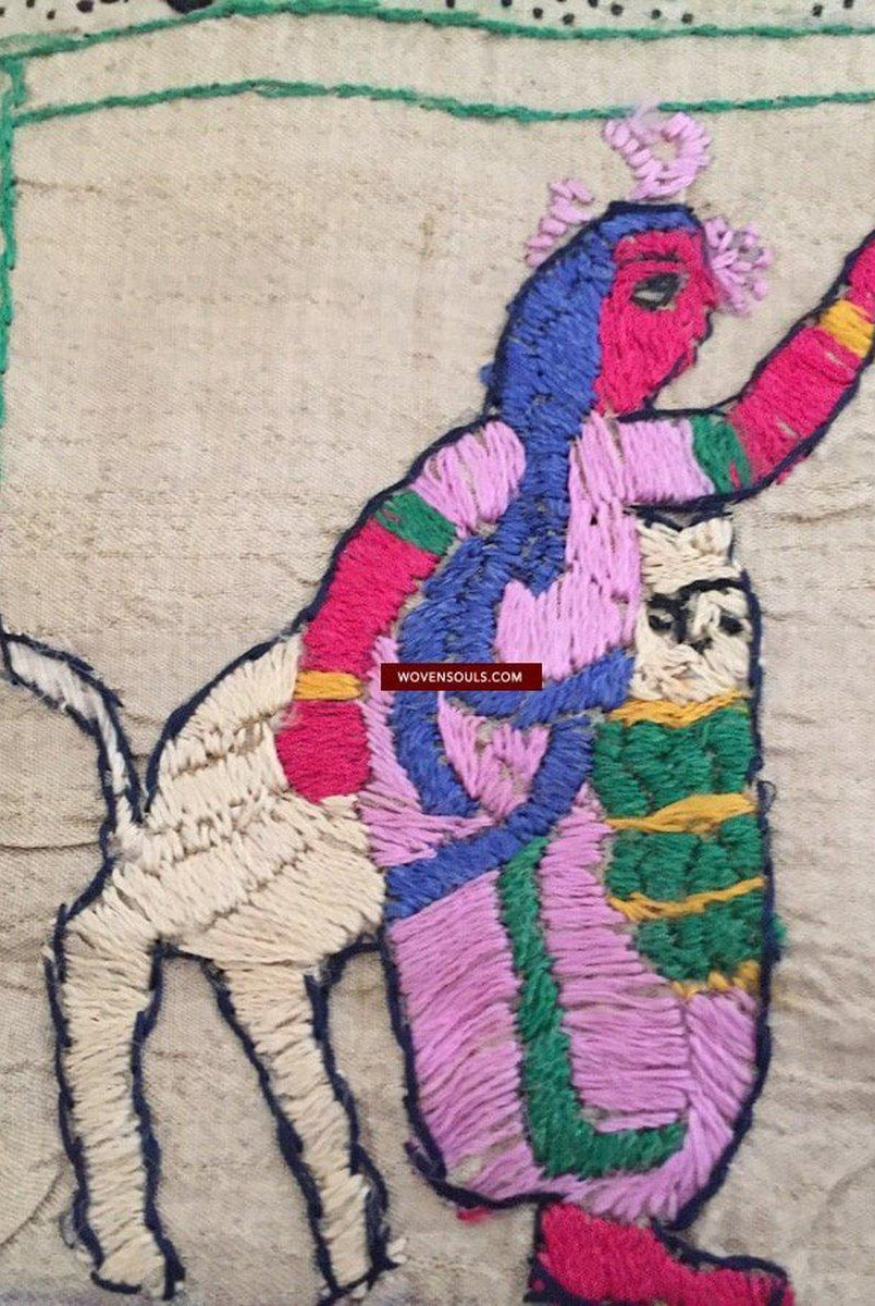 850 seltene Namawali Vrindavani Assam Vastra – Seide mit doppelseitiger Stickerei –WOVENSOULS-Antike-Vintage-Textilien-Kunst-Dekor