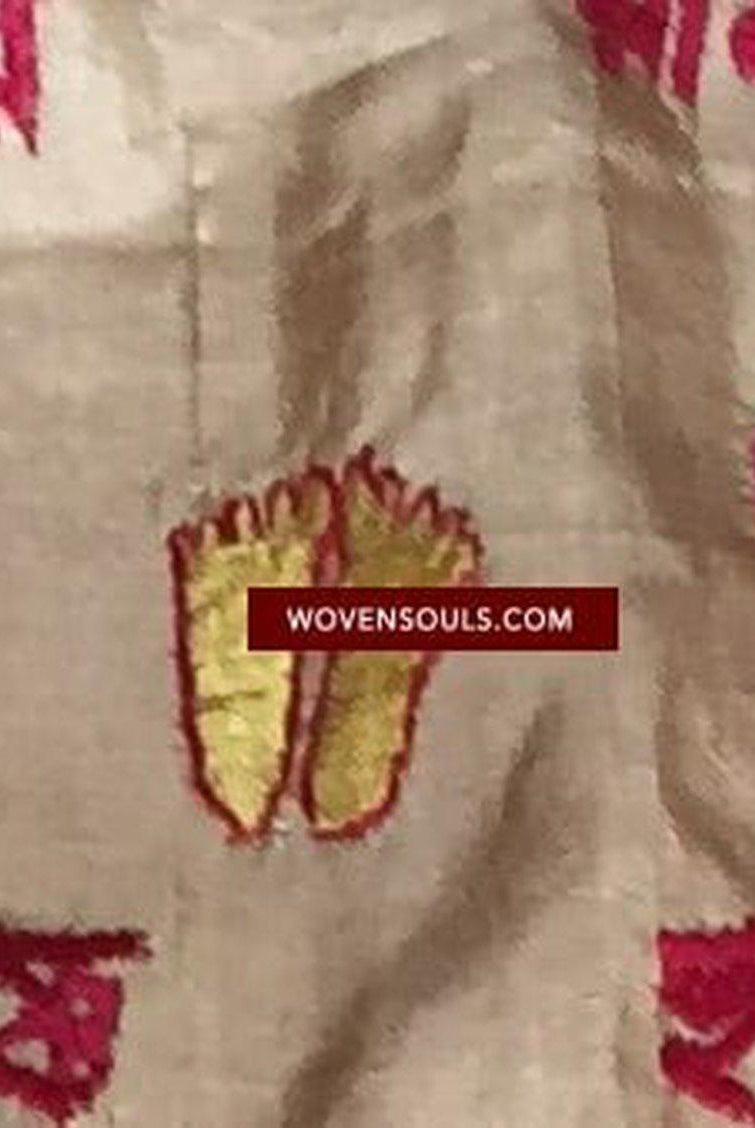 850 seltene Namawali Vrindavani Assam Vastra – Seide mit doppelseitiger Stickerei –WOVENSOULS-Antike-Vintage-Textilien-Kunst-Dekor