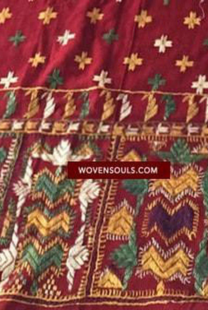 868 VERKAUFT Phulkari Schal mit einzigartigen stilisierten NWFP-Motiven –WOVENSOULS-Antike-Vintage-Textilien-Kunst-Dekor