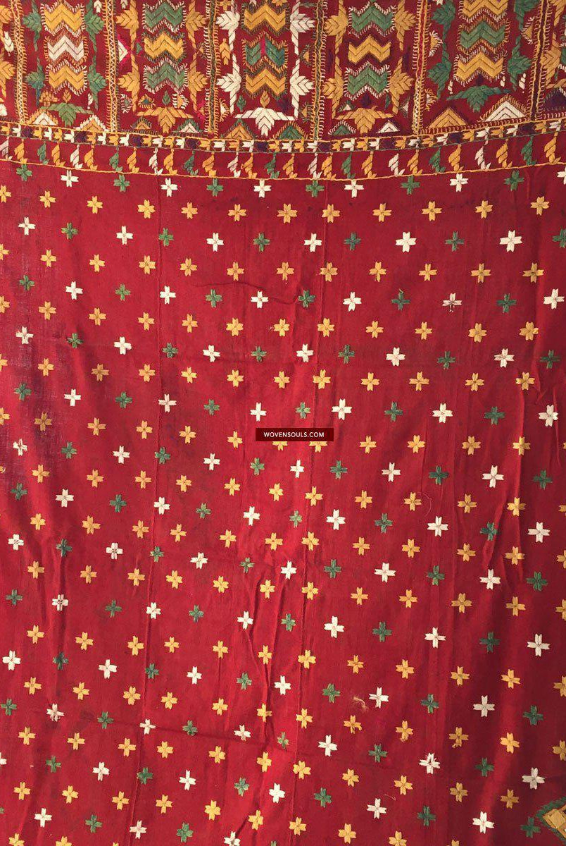 868 VERKAUFT Phulkari Schal mit einzigartigen stilisierten NWFP-Motiven –WOVENSOULS-Antike-Vintage-Textilien-Kunst-Dekor